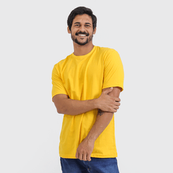 Camiseta Masculina Básica Lisa Amarela - TechMalhas