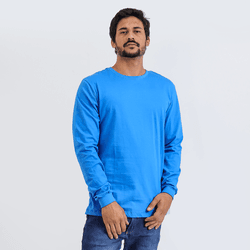 Camiseta Manga Longa Masculina Azul - TechMalhas