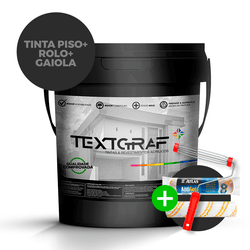Combo Tinta Piso Premium Chumbo - 3,6 Litros + Rol... - TEXTGRAF