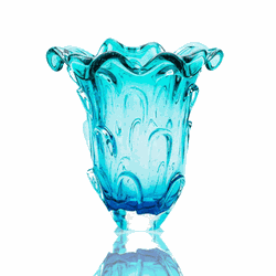 Vaso Murano G com Escamas Azul Esmeralda 