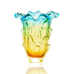 Vaso Murano G com Escamas Azul Âmbar