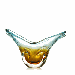 Cachepot Cristal Murano São Marcos Azul / Âmbar 33... - THOULOUSE 