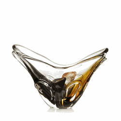 Cachepot Cristal Murano São Marcos Preto com Âmbar... - THOULOUSE 