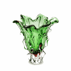 Vaso de Cristal Murano Atemporal Verde Âmbar 32 cm... - THOULOUSE 