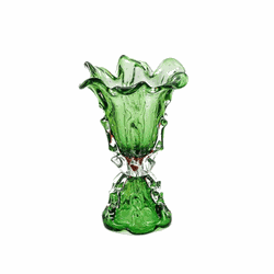 Vaso de Cristal Murano Atemporal Verde Com Âmbar 4... - THOULOUSE 