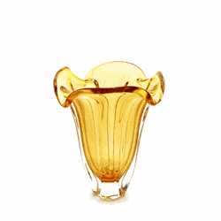 Vaso de Cristal Murano Spotch Âmbar 32cm