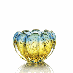 Cachepot Mini de Murano July Azul com Âmbar - 4243... - THOULOUSE 