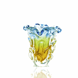 Vaso Murano Mini com Escamas Azul com Âmbar - 4217... - THOULOUSE 