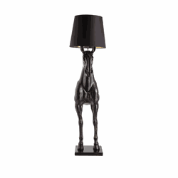 Luminária Cavalo Em Pé Preto Com Dourado - MO8691 - THOULOUSE 