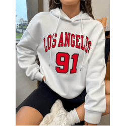 Moletom Feminino Inverno Los Angeles 91 Casual - B... - UBSHOP