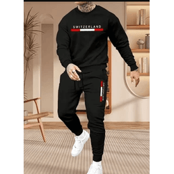 Conjunto de Moletom masculino Switzerland - PRETO ... - UBSHOP