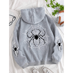 Blusa Moletom Com Capuz Estampado Aranha Teia Unis... - UBSHOP