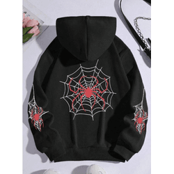 Blusa Moletom Com Capuz Estampado Aranha Teia Unis... - UBSHOP