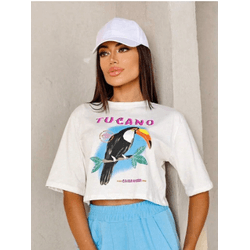 Cropped CAMISETA algodão estampado Tucano - BRANCO... - UBSHOP