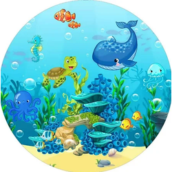 PAINEL REDONDO TECIDO SUBLIMADO FUNDO DO MAR - QUE... - UBSHOP