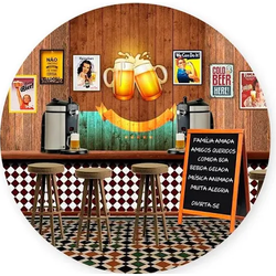 Painel De Festa Redondo Sublimado 50x50 Tema Botec... - UBSHOP