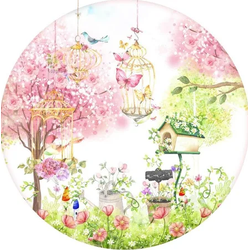 Painel Redondo Sublimado Tema Jardim Encantado - Q... - UBSHOP