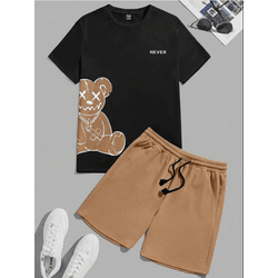 Camiseta Gráfica de Urso e Letras Estilo Anime par... - UBSHOP