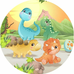 Painel de festa Redondo Elastano Decoração Dinossa... - UBSHOP