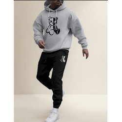 Kit Moletom + Calça Urso Metade Tendência - CINZA/... - UBSHOP