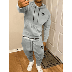 Conjunto De Moletom Com Capuz E Calça Estampa Cruz... - UBSHOP