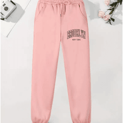 Calças de treino com cordão e estampa de letra de ... - UBSHOP