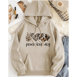 Moletom Feminino PEACE LOVE DOG Confortavel Casual... - UBSHOP