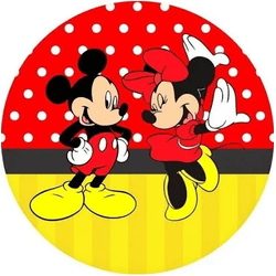 Painel Minnie E Mickey 50x50 Redondo Sublimado Com... - UBSHOP