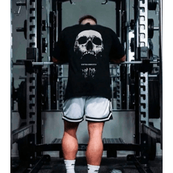 Camiseta Oversized Streetwear Caveira Academia - P... - UBSHOP