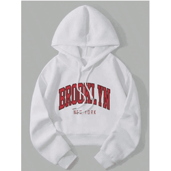 Cropped Moletom Brooklyn Feminino Casual - BRANCO ... - UBSHOP