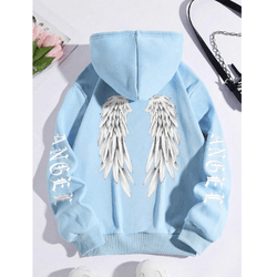 MOLETOM FEMININO Capuz Gráfico de Asas e Cordão Re... - UBSHOP