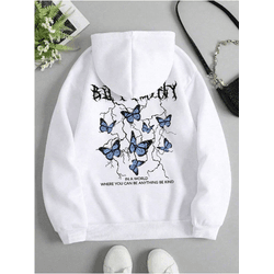 Moletom Canguru Ilustração de Borboleta & Slogan C... - UBSHOP