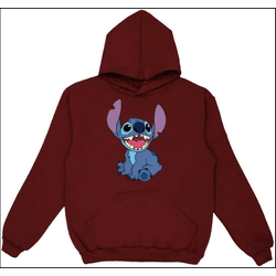 Moletom Blusa Feminina Bordo Lilo Stich Com Bolso ... - UBSHOP