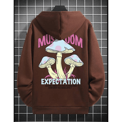 Moletom Com Capuz Com Estampa De Cogumelo - MARROM... - UBSHOP