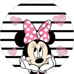 Painel Redondo Minnie Rosa Tecido Sublimado C/ Elá... - UBSHOP