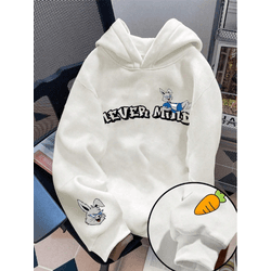 Moletom Com Capuz de Ombros Caídos COELHO LEVER e ... - UBSHOP