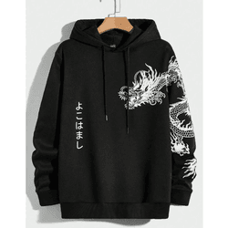 Moletom Com Capuz Estampa De Dragão Japonês Street... - UBSHOP