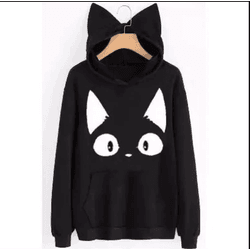 Moletom Casaco Canguru Gato Capuz Com Orelhas Femi... - UBSHOP