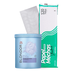 Wella Kit Blondor Multi Blonde Pó Descolorante 800g + Papel Para Mechas Standard Branco 11cmX47cm Co... - UNIKAPRO Cosmetics