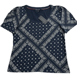 Blusa Tommy Hilfiger Estampada Azul Marinho Femini... - USA PARA VOCÊ LOJINHA