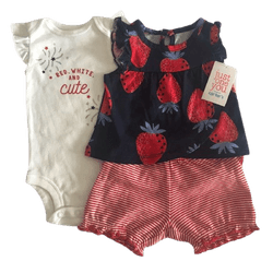 Trio Body blusa e short Red White and Cute Carter'... - USA PARA VOCÊ LOJINHA