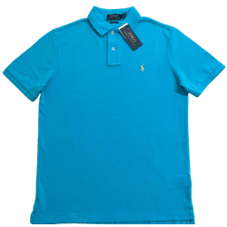 Camiseta Polo Ralph Lauren Custom Fit Azul Turques... - USA PARA VOCÊ LOJINHA