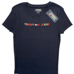 Camiseta Tommy Hilfiger Preta Logo Colorida - 3615 - USA PARA VOCÊ LOJINHA