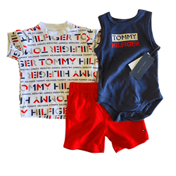 Conjunto Menino Blusa+Body+Short Tommy Hilfiger -... - USA PARA VOCÊ LOJINHA