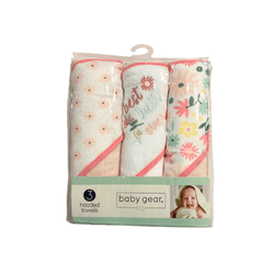 Kit com 3 toalhas com touca Baby Gear Florzinha - ... - USA PARA VOCÊ LOJINHA