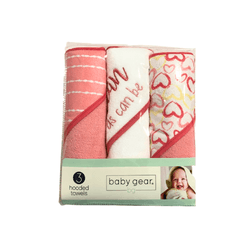 Kit com 3 toalhas com touca Baby Gear Coração - 18... - USA PARA VOCÊ LOJINHA