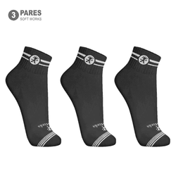 Kit 3 Pares Meias de Algodão Cano Médio Preta Soft... - Use Soft Works