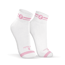 Meia de Algodão Cano Médio Branco com Rosa Soft Wo... - Use Soft Works