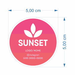 350 Adesivos Redondo Sunset Personalizado- 5x5cm - VettorPrint