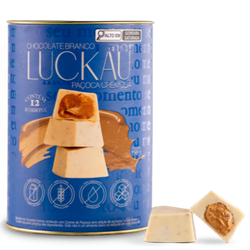 Lata Bombom Chocolate Branco recheado com creme de... - VILA CEREALE
